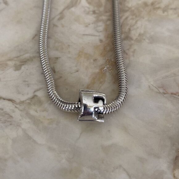 925 Sterling Silver Init”F” Charm Bead - Picture 1 of 4